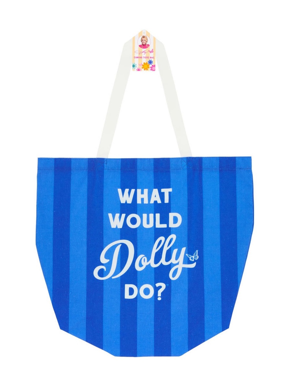 New Dolly Blue Striped Tote Bag - What Would Dolly Do?